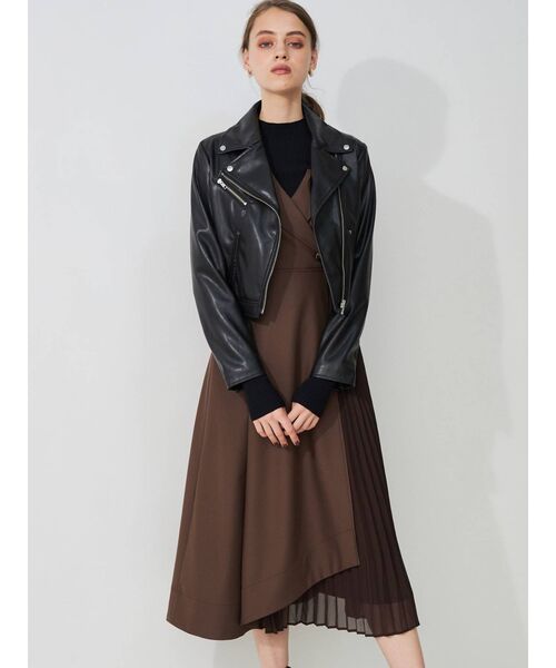 MERCURYDUO(マーキュリーデュオ)の「チェックプリーツドッキング2WAYジャンスカ(ジャンパースカート・レディース・グレー/ブラウン・FREE)」の7枚目の写真