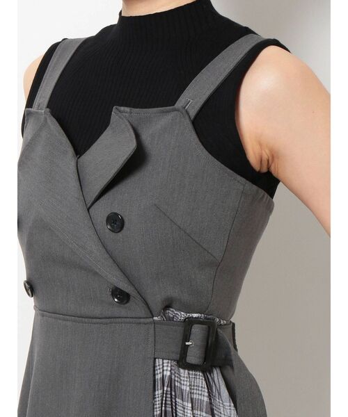 MERCURYDUO(マーキュリーデュオ)の「チェックプリーツドッキング2WAYジャンスカ(ジャンパースカート・レディース・グレー/ブラウン・FREE)」の20枚目の写真