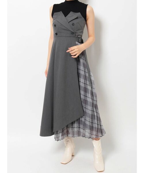 MERCURYDUO(マーキュリーデュオ)の「チェックプリーツドッキング2WAYジャンスカ(ジャンパースカート・レディース・グレー/ブラウン・FREE)」の17枚目の写真