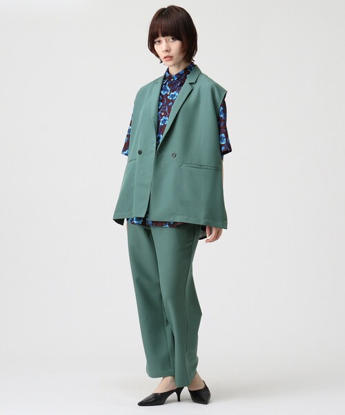 TK タケオキクチ スリーブレスジャケット ベスト ジレ L 黒 1-20 KIKUCHI（ティーケータケオキクチ）の「◇スリーブレス