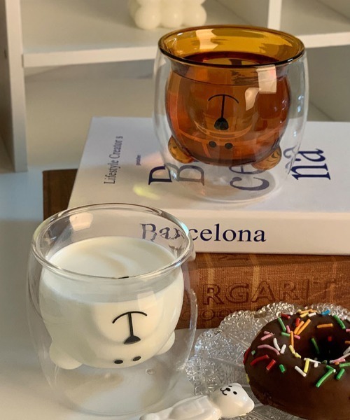 Made in I（メイドインアイ）の「ベアダブルウォールグラス（グラス/マグカップ/タンブラー・レディース・クリア/ブラウン・FREE）」の12枚目の写真