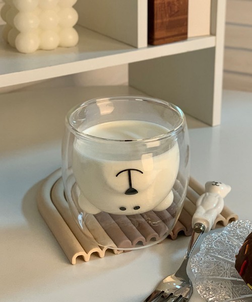 Made in I（メイドインアイ）の「ベアダブルウォールグラス（グラス/マグカップ/タンブラー・レディース・クリア/ブラウン・FREE）」の14枚目の写真