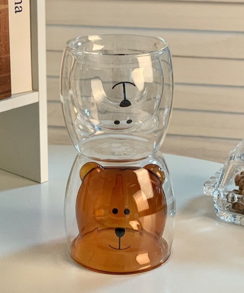 Made in I（メイドインアイ）の「ベアダブルウォールグラス（グラス/マグカップ/タンブラー・レディース・クリア/ブラウン・FREE）」の5枚目の写真