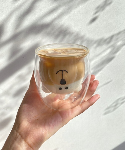Made in I（メイドインアイ）の「ベアダブルウォールグラス（グラス/マグカップ/タンブラー・レディース・クリア/ブラウン・FREE）」の7枚目の写真