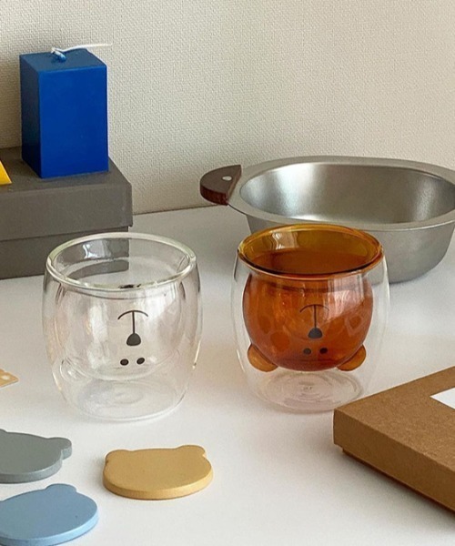 Made in I（メイドインアイ）の「ベアダブルウォールグラス（グラス/マグカップ/タンブラー・レディース・クリア/ブラウン・FREE）」の8枚目の写真