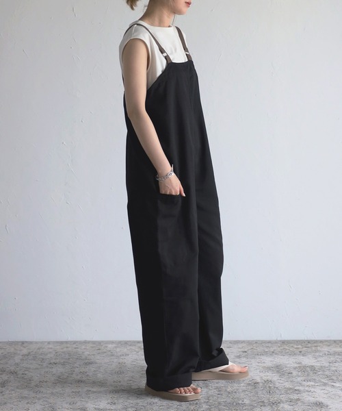 Bonjour Sagan（ボンジュールサガン）の「ベルトショルダーオーバーオール（サロペット/オーバーオール・レディース・ブラック/カーキ/ライトベージュ・FREE）」の5枚目の写真