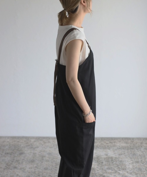 Bonjour Sagan（ボンジュールサガン）の「ベルトショルダーオーバーオール（サロペット/オーバーオール・レディース・ブラック/カーキ/ライトベージュ・FREE）」の6枚目の写真