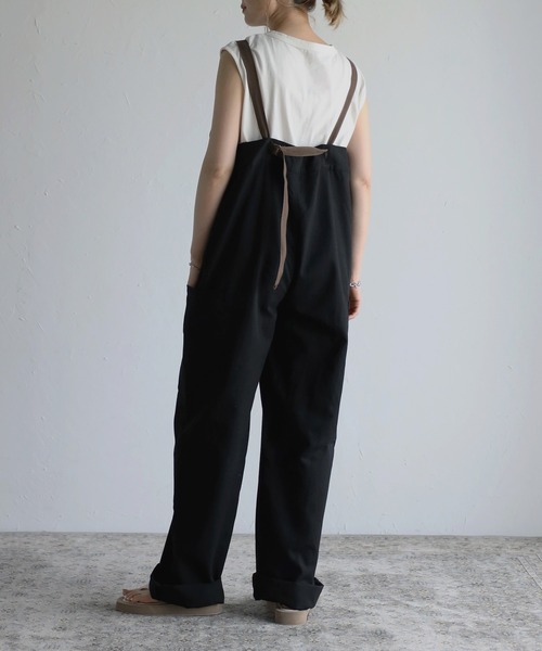 Bonjour Sagan（ボンジュールサガン）の「ベルトショルダーオーバーオール（サロペット/オーバーオール・レディース・ブラック/カーキ/ライトベージュ・FREE）」の7枚目の写真