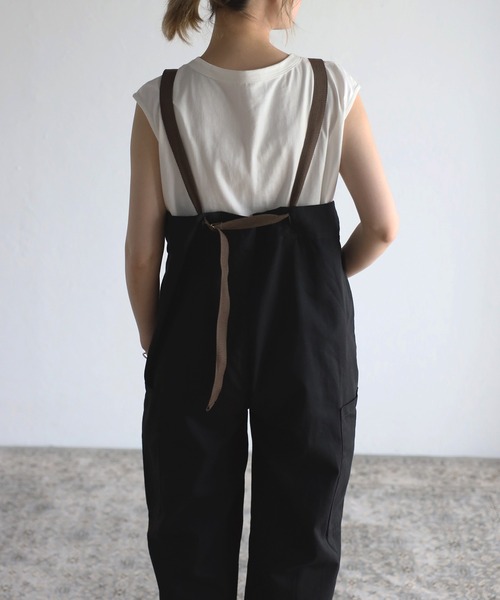 Bonjour Sagan（ボンジュールサガン）の「ベルトショルダーオーバーオール（サロペット/オーバーオール・レディース・ブラック/カーキ/ライトベージュ・FREE）」の8枚目の写真