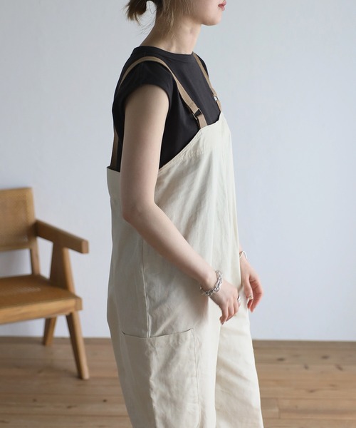 Bonjour Sagan（ボンジュールサガン）の「ベルトショルダーオーバーオール（サロペット/オーバーオール・レディース・ブラック/カーキ/ライトベージュ・FREE）」の12枚目の写真