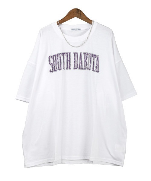LUXSTYLE(ラグスタイル)の「ネックレス付きカレッジロゴBIGTシャツ(Tシャツ/カットソー・メンズ・ホワイト/ブラック/ネイビー・M/L/XL)」の12枚目の写真