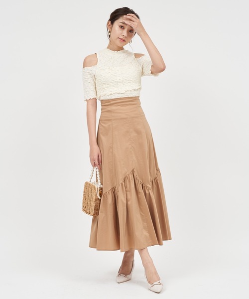 ROYAL PARTY(ロイヤルパーティー)の「ふくれジャガードカットトップス(Tシャツ/カットソー・レディース・ベージュ/オフホワイト/ブルー・FREE)」の9枚目の写真