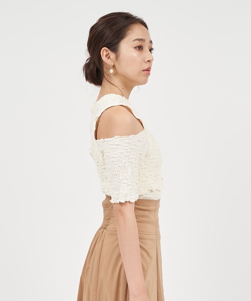 ROYAL PARTY(ロイヤルパーティー)の「ふくれジャガードカットトップス(Tシャツ/カットソー・レディース・ベージュ/オフホワイト/ブルー・FREE)」の6枚目の写真