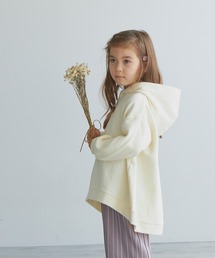 【毛玉になりにくい裏起毛】【ママとおそろい】長袖ラウンドヘムパーカー