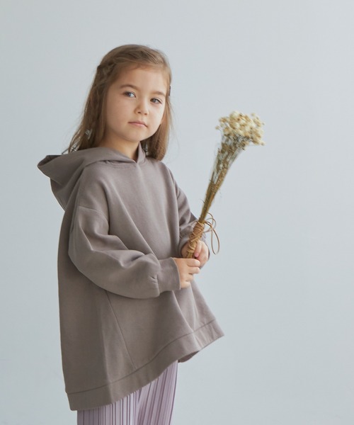 pairmanon（ペアマノン）の「【毛玉になりにくい裏起毛】【ママとおそろい】長袖ラウンドヘムパーカー（パーカー・キッズ・ブラック/モカ/ミント/アイボリー・90/120/110/100/130/140/150）」の3枚目の写真