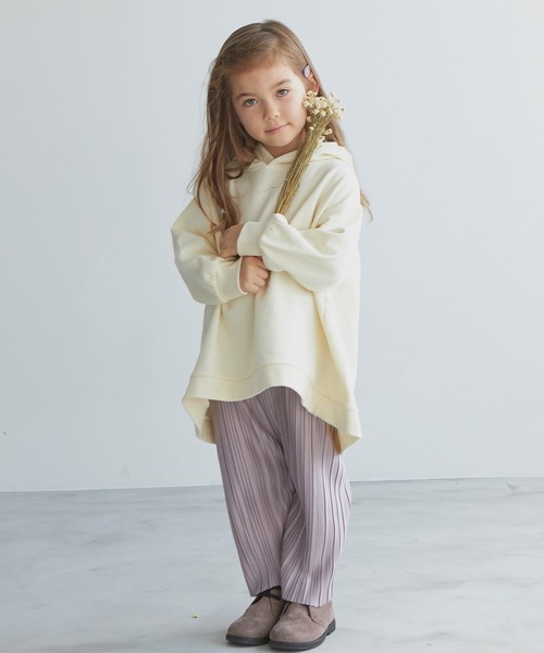 pairmanon（ペアマノン）の「【毛玉になりにくい裏起毛】【ママとおそろい】長袖ラウンドヘムパーカー（パーカー・キッズ・ブラック/モカ/ミント/アイボリー・90/120/110/100/130/140/150）」の6枚目の写真