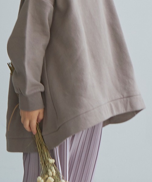 pairmanon（ペアマノン）の「【毛玉になりにくい裏起毛】【ママとおそろい】長袖ラウンドヘムパーカー（パーカー・キッズ・ブラック/モカ/ミント/アイボリー・90/120/110/100/130/140/150）」の9枚目の写真