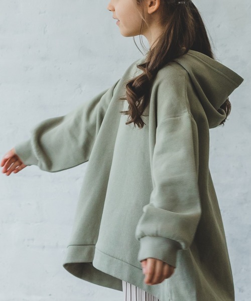 pairmanon（ペアマノン）の「【毛玉になりにくい裏起毛】【ママとおそろい】長袖ラウンドヘムパーカー（パーカー・キッズ・ブラック/モカ/ミント/アイボリー・90/120/110/100/130/140/150）」の11枚目の写真