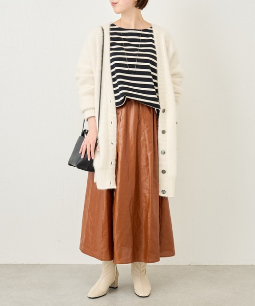 BEARDSLEY（ビアズリー）の「レザーライクタックスカート：低身長・ウエストゴム・高身長にも２サイズ展開・軽量（スカート・レディース・カーキ/キャメル・1/0）」の13枚目の写真