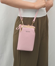 がま口付きミニお財布ショルダーバッグ/スマホ入れ