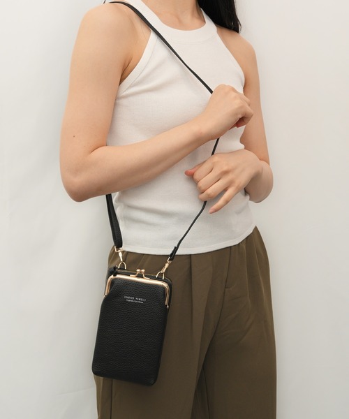 Alite cloth(アリーテクロス)の「がま口付きミニお財布ショルダーバッグ/スマホ入れ(ショルダーバッグ・レディース・ホワイト/ブラック/グレー/サックスブルー/ピンク・FREE)」の6枚目の写真