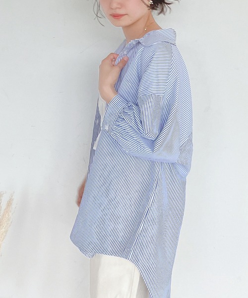 AS KNOW AS plus（アズノゥアズプラス）の「♪Wポケットシンプル5分袖ストライプシャツ（シャツ/ブラウス・レディース・グリーン系その他/ブラック系その他/ブルー系その他・FREE）」の21枚目の写真