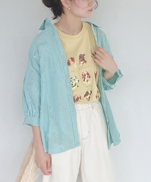 AS KNOW AS plus（アズノゥアズプラス）の「♪Wポケットシンプル5分袖ストライプシャツ（シャツ/ブラウス・レディース・グリーン系その他/ブラック系その他/ブルー系その他・FREE）」の17枚目の写真