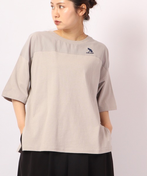 FUNALIVE(ファンアライブ)の「AMERICAN FUDGE 異粗材切替FOX刺繍T(Tシャツ/カットソー・レディース・ブラック/グレー/オフホワイト/カーキ・FREE)」の2枚目の写真
