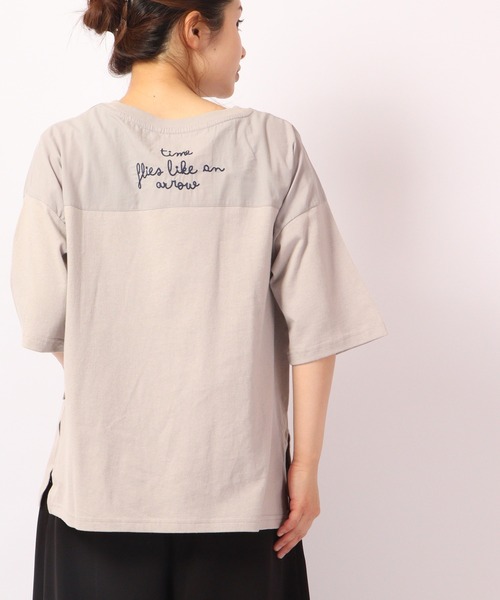 FUNALIVE(ファンアライブ)の「AMERICAN FUDGE 異粗材切替FOX刺繍T(Tシャツ/カットソー・レディース・ブラック/グレー/オフホワイト/カーキ・FREE)」の15枚目の写真