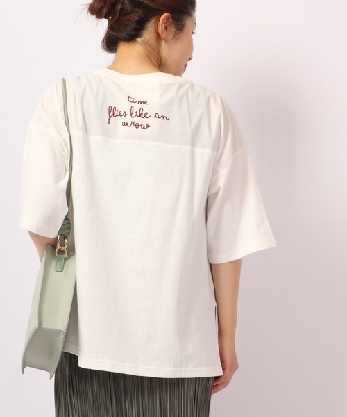 FUNALIVE(ファンアライブ)の「AMERICAN FUDGE 異粗材切替FOX刺繍T(Tシャツ/カットソー・レディース・ブラック/グレー/オフホワイト/カーキ・FREE)」の7枚目の写真
