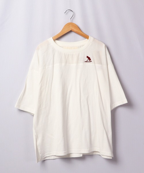 FUNALIVE(ファンアライブ)の「AMERICAN FUDGE 異粗材切替FOX刺繍T(Tシャツ/カットソー・レディース・ブラック/グレー/オフホワイト/カーキ・FREE)」の21枚目の写真