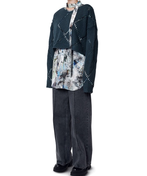 LE CIEL BLEU（ルシェルブルー）の「チャンキーヤーンアイレットニットトップス / Chanky Yarn Eyelet Knit Top（ニット/セーター・レディース・オレンジ/ダークグリーン/ライトグレー・36）」の8枚目の写真