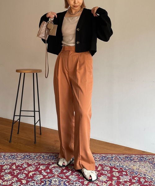 CAPRICIEUX LE'MAGE（カプリシューレマージュ）の「畦クロップカーディガン（カーディガン/ボレロ・レディース・ブラック/オフホワイト/モカ・FREE）」の21枚目の写真