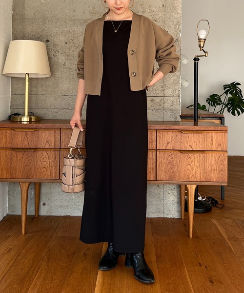 CAPRICIEUX LE'MAGE（カプリシューレマージュ）の「畦クロップカーディガン（カーディガン/ボレロ・レディース・ブラック/オフホワイト/モカ・FREE）」の8枚目の写真