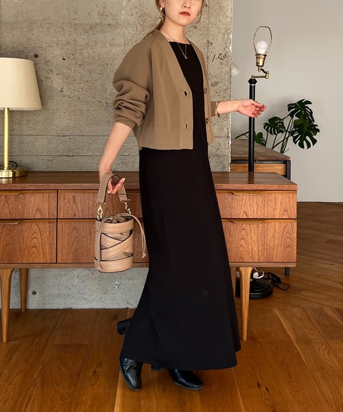 CAPRICIEUX LE'MAGE（カプリシューレマージュ）の「畦クロップカーディガン（カーディガン/ボレロ・レディース・ブラック/オフホワイト/モカ・FREE）」の9枚目の写真