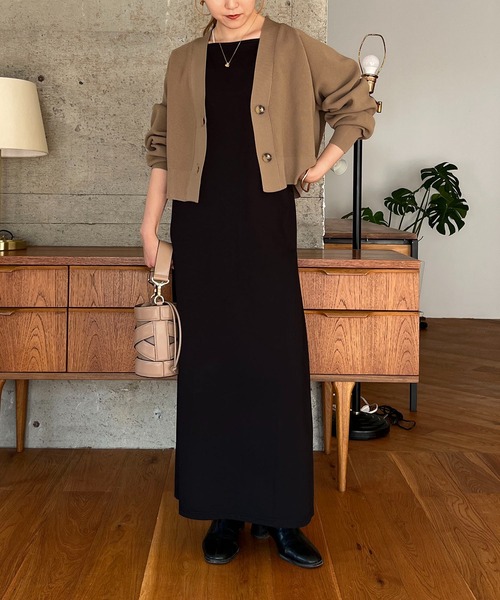 CAPRICIEUX LE'MAGE（カプリシューレマージュ）の「畦クロップカーディガン（カーディガン/ボレロ・レディース・ブラック/オフホワイト/モカ・FREE）」の11枚目の写真