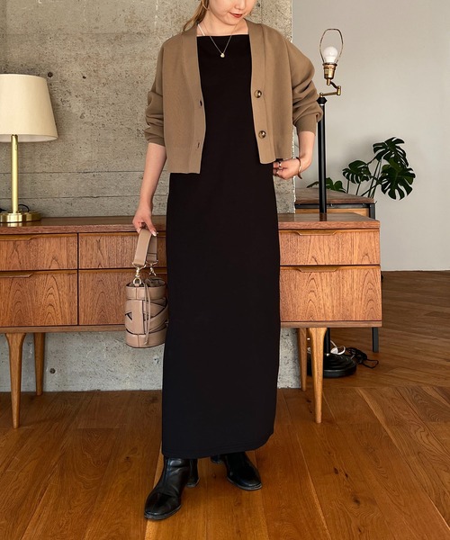 CAPRICIEUX LE'MAGE（カプリシューレマージュ）の「畦クロップカーディガン（カーディガン/ボレロ・レディース・ブラック/オフホワイト/モカ・FREE）」の12枚目の写真