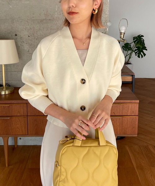 CAPRICIEUX LE'MAGE（カプリシューレマージュ）の「畦クロップカーディガン（カーディガン/ボレロ・レディース・ブラック/オフホワイト/モカ・FREE）」の22枚目の写真