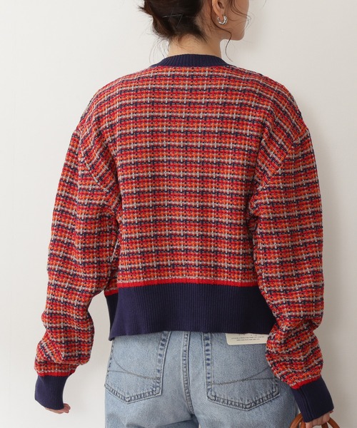 N.（N. Natural Beauty Basic）（エヌエヌナチュラルビューティーベーシック）の「◆ツイードニットカーディガン（カーディガン/ボレロ・レディース・レッド/オフホワイト/グリーン・MEDIUM）」の12枚目の写真