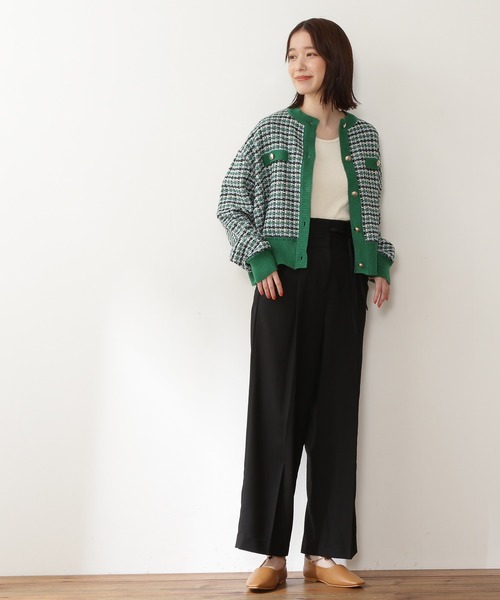 N.（N. Natural Beauty Basic）（エヌエヌナチュラルビューティーベーシック）の「◆ツイードニットカーディガン（カーディガン/ボレロ・レディース・レッド/オフホワイト/グリーン・MEDIUM）」の10枚目の写真