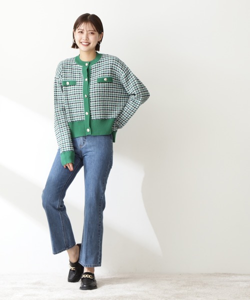 N.（N. Natural Beauty Basic）（エヌエヌナチュラルビューティーベーシック）の「◆ツイードニットカーディガン（カーディガン/ボレロ・レディース・レッド/オフホワイト/グリーン・MEDIUM）」の19枚目の写真