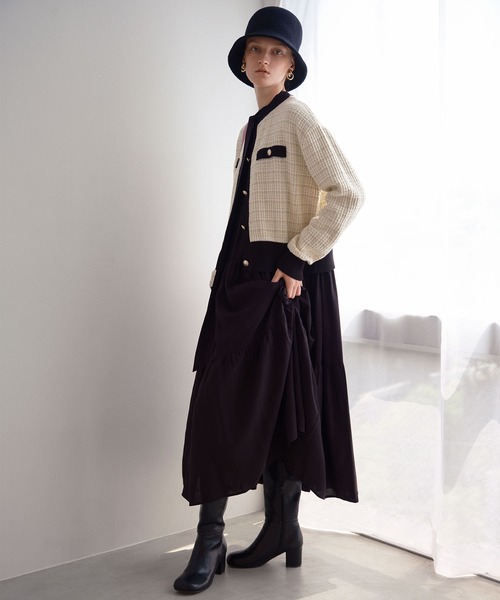 N.（N. Natural Beauty Basic）（エヌエヌナチュラルビューティーベーシック）の「◆ツイードニットカーディガン（カーディガン/ボレロ・レディース・レッド/オフホワイト/グリーン・MEDIUM）」の22枚目の写真