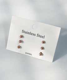 CEMONEMO（セモネモ）の「【金属アレルギー対応】 マットメタル ボール ミニピアス 3セット / ステンレス（ピアス（両耳用））」