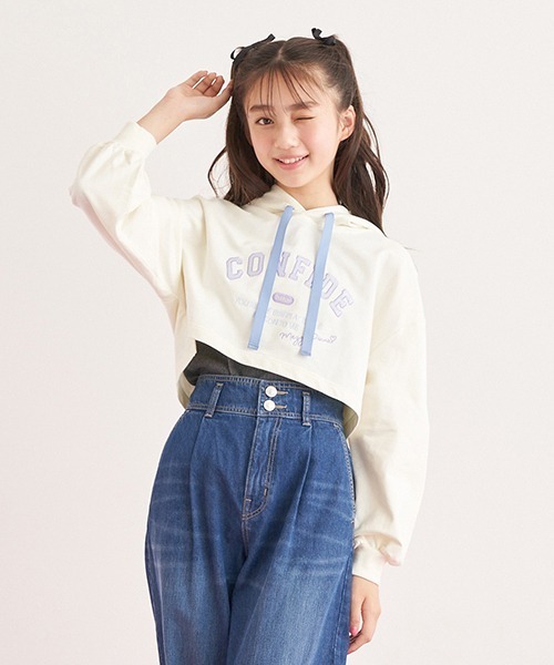 mezzo piano Junior（メゾピアノジュニア）の「短丈パーカ