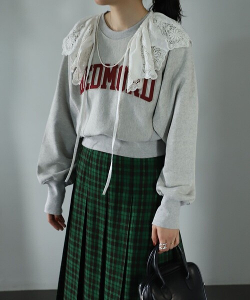 FREAK'S STORE（フリークスストア）の「HEAVYショートワッペンロゴスウェット（スウェット・レディース・グレー/ネイビー/ワインレッド/ナチュラル・ﾌﾘ-）」の14枚目の写真