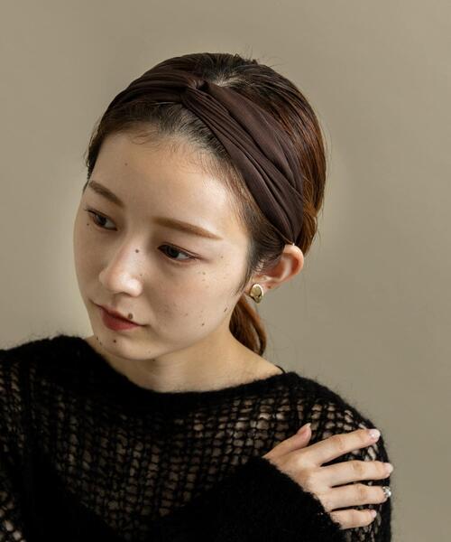 SMELLY（スメリー）の「クロスヘアターバン（ヘアバンド・レディース・ブラウン/グレー・-）」の3枚目の写真