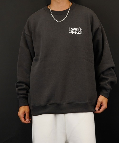 SMILEY FACE(スマイリーフェイス)の「BF2select スマイル バックプリントワイドスウェットクルー裏起毛(スウェット・メンズ・アイボリー/ブラック/グリーン/インディゴブルー・L/LL/M)」の10枚目の写真