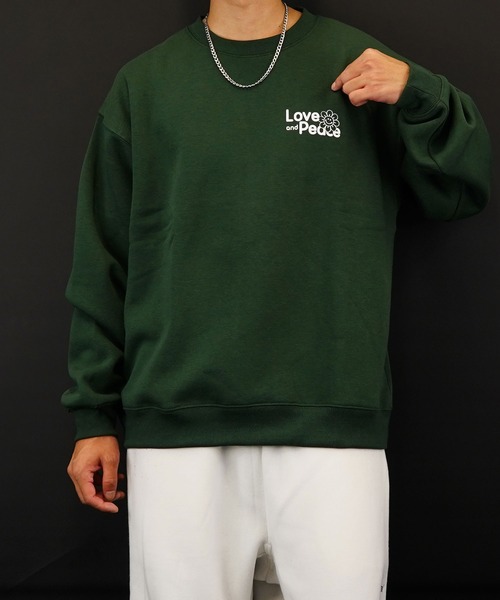 SMILEY FACE(スマイリーフェイス)の「BF2select スマイル バックプリントワイドスウェットクルー裏起毛(スウェット・メンズ・アイボリー/ブラック/グリーン/インディゴブルー・L/LL/M)」の15枚目の写真