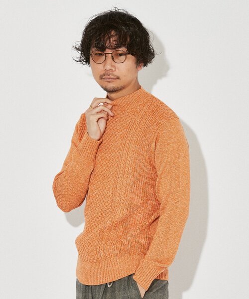 EDIFICE(エディフィス)の「【Biella Yarn / ビエラヤーン】7ゲージ ケーブル モックネックニット(ニット/セーター・メンズ・ブルー/シャーベット/ブラック/グレー/ホワイト/チャコールグレー・SMALL/MEDIUM/LARGE/X-LARGE)」の18枚目の写真
