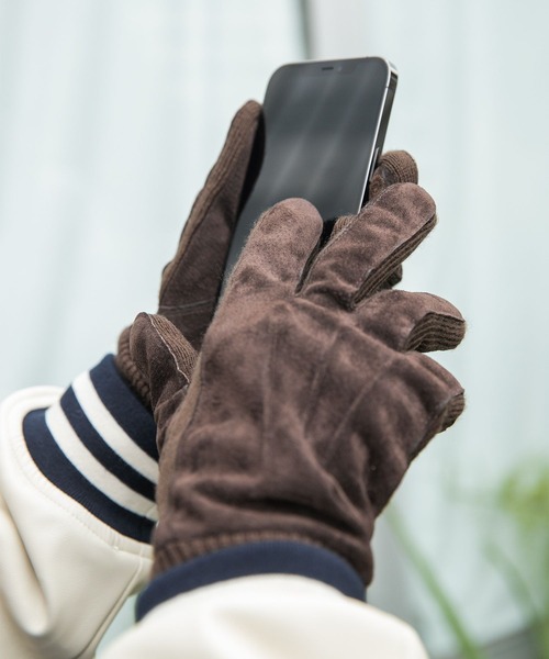 RAGEBLUE（レイジブルー）の「【タッチパネル対応】スウェードコンビグローブ（手袋・メンズ・ブラック/ブラウン・ONE SIZE）」の5枚目の写真
